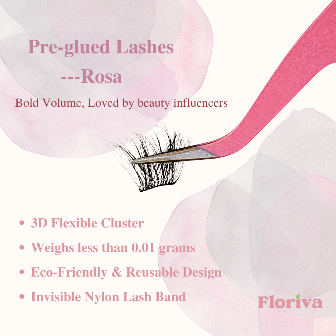 Pre-glued Lashes - Rosa - Eyelash Extension Daily Gentle Makeup, Underlash Style Cosmetic
