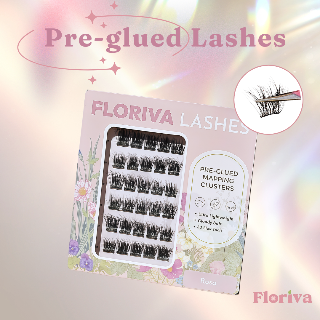 Pre-glued Lashes - Rosa - Eyelash Extension Daily Gentle Makeup, Underlash Style Cosmetic