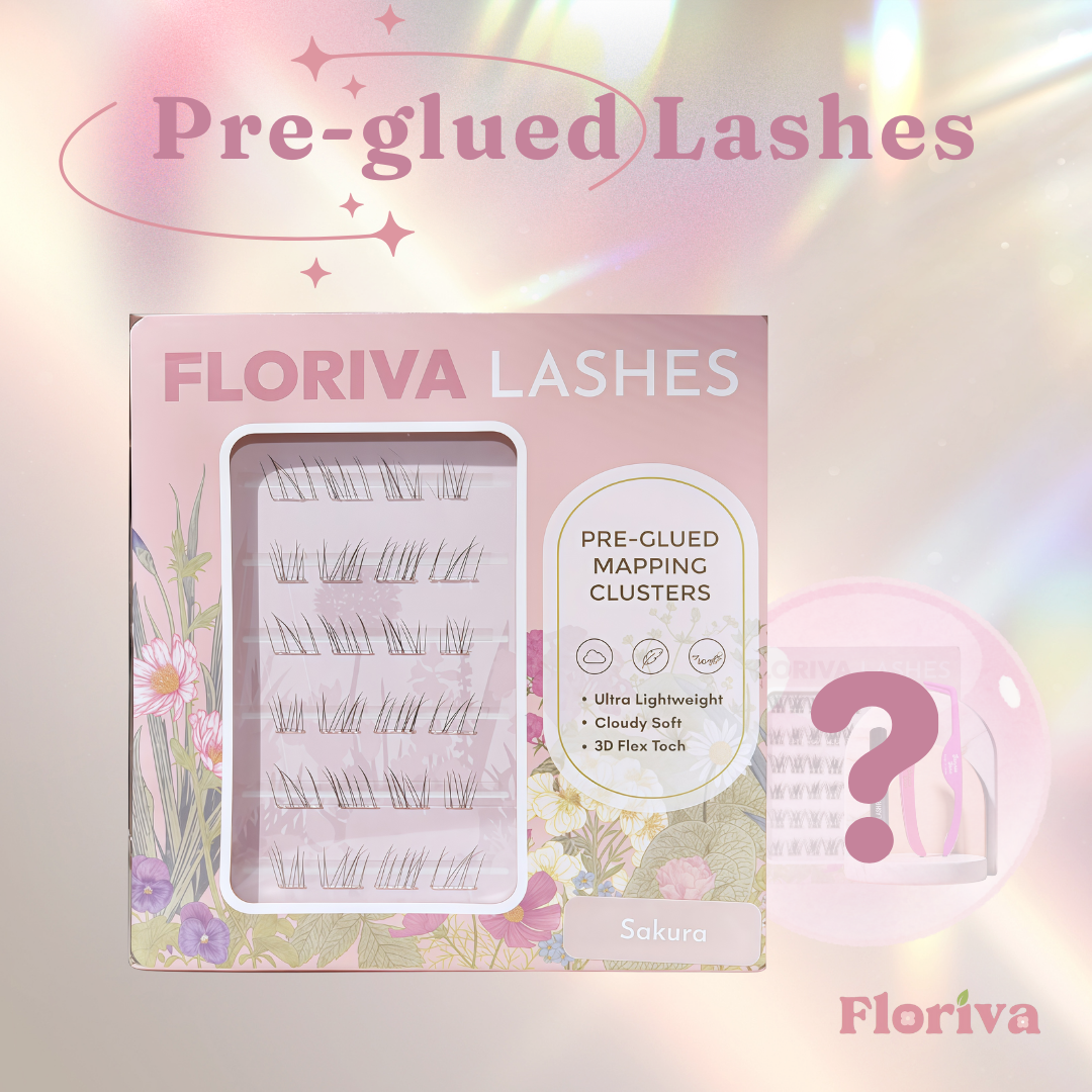 Bottom Pre-gleud Lashes, Natural Looking Lash, Sakura Style: 1 Full Packed Bottom Lashes + 1 Freebies - Luxury lashes by Floriva . Soft & fluffy. Self adhesive. Eyelash Extension Daily Gentle Makeup, Underlash Style Cosmetic, Lashes Kit Set