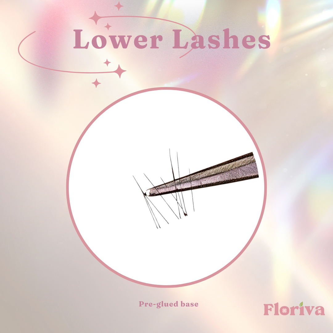 Bottom Pre-gleud Lashes, Natural Looking Lash, Sakura Style: 1 Full Packed Bottom Lashes + 1 Freebies - Luxury lashes by Floriva . Soft & fluffy. Self adhesive. Eyelash Extension Daily Gentle Makeup, Underlash Style Cosmetic, Lashes Kit Set