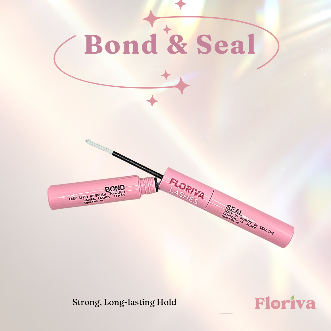 Floriva Bond & Seal Glue for Eyelash Extensions - Pre-Glued Lashes Glue, Acrylates Copolymer, Low Irritation, Transparent, Strong Long-Lasting Hold