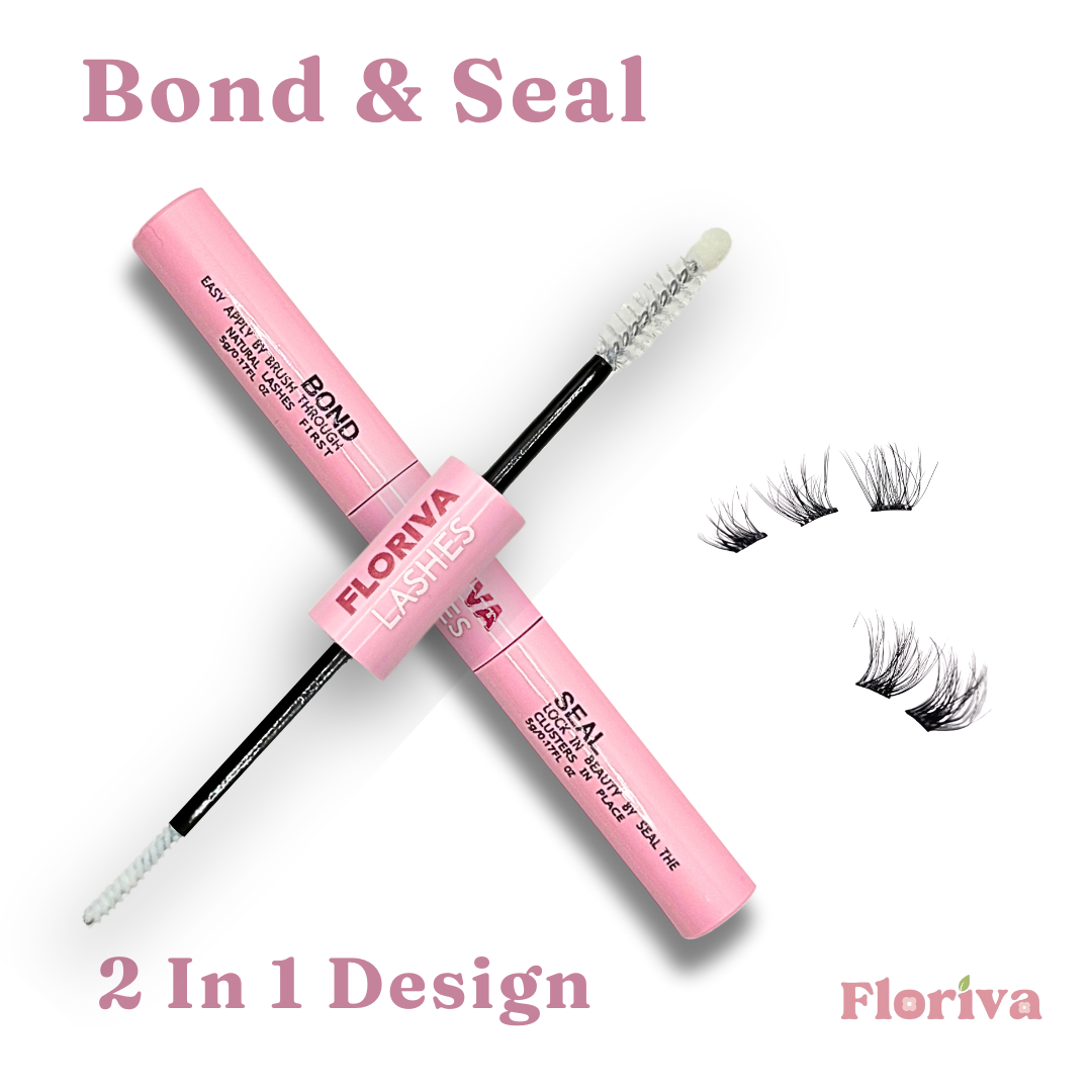 Long Last Bundle, Buy 1 FREE 1 Bond Seal Glue, Luxury Pre-glued Individual Cluster Lashes by Floriva . Soft & fluffy. Self adhesive. Eyelash Extension Daily Gentle Makeup, Underlash Style Cosmetic, Lashes Kit Set