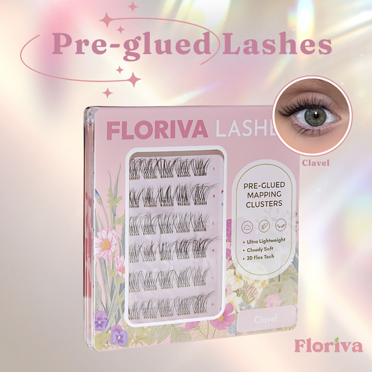 Pre-glued Lashes - Clavel - Eyelash Extension Daily Gentle Makeup, Underlash Style Cosmetic