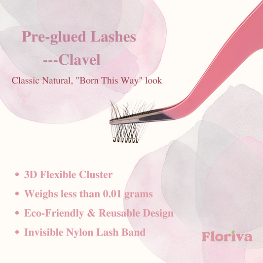 Pre-glued Lashes - Clavel - Eyelash Extension Daily Gentle Makeup, Underlash Style Cosmetic