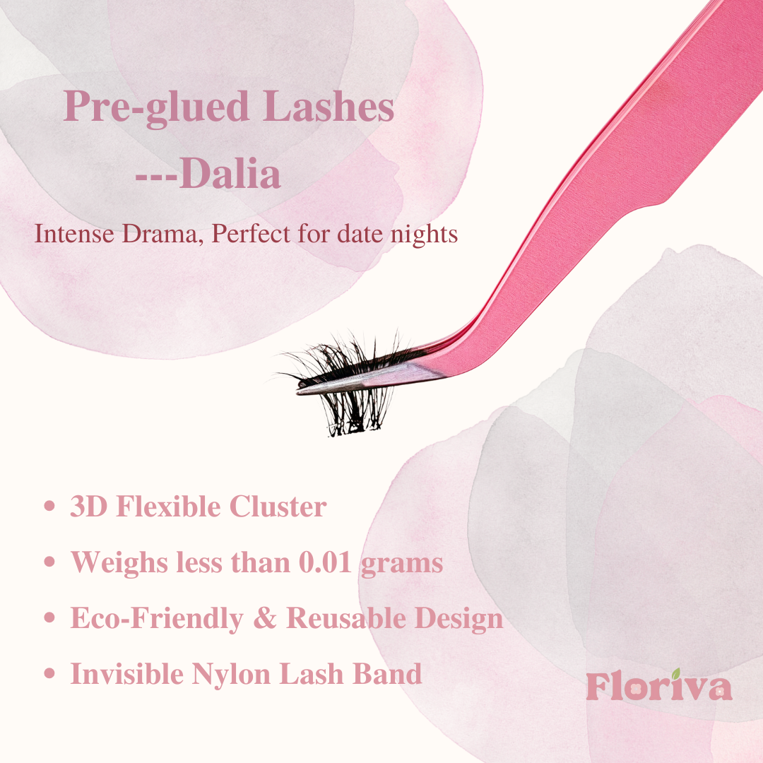 Pre-glued Lashes - Dalia - Eyelash Extension Daily Gentle Makeup, Underlash Style Cosmetic