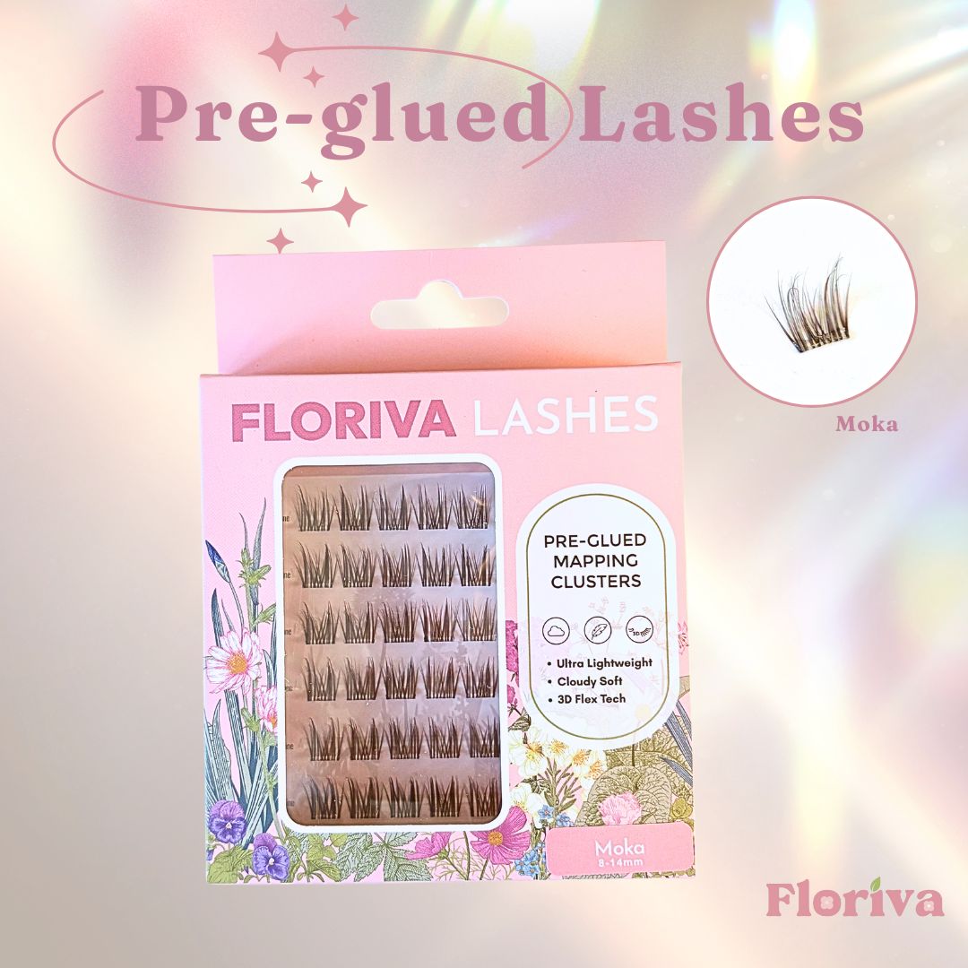 Full Eye Box: Top Lashes + Bottom Lashes + Free Gift, Lash Map Cluster - Pre-glued Individual Cluster Lashes by Floriva. Natural Lashes Clusters Doll Eye Wink Soft & fluffy. Self adhesive. Eyelash Extension Daily Gentle Makeup, Underlashes