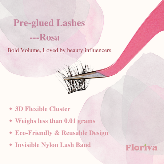 Pre-glued Lashes - Rosa - Eyelash Extension Daily Gentle Makeup, Underlash Style Cosmetic