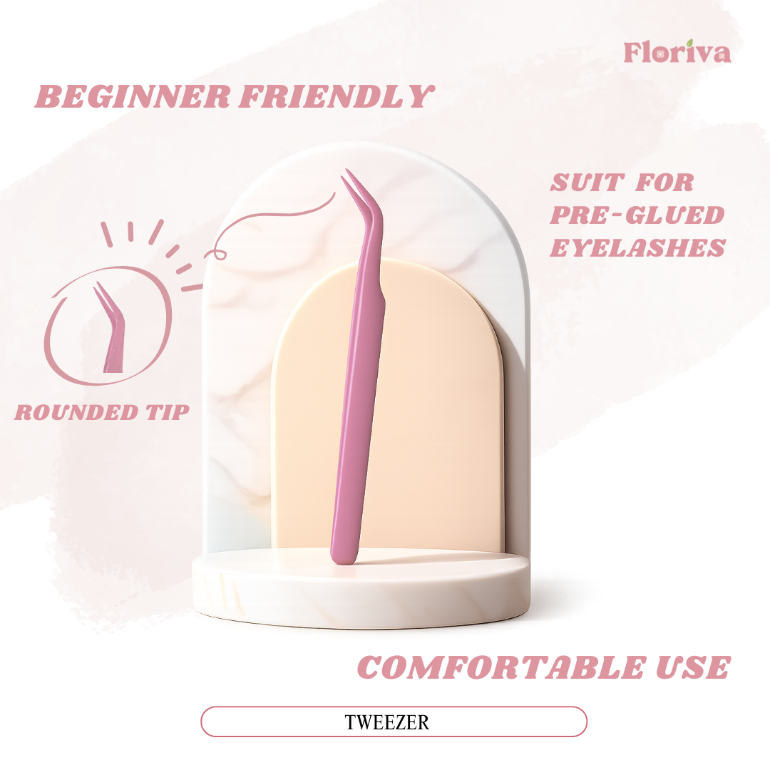 Newbies Bundle, Buy 1 FREE 1 Tweezer, Luxury Pre-glued Individual Cluster Lashes by Floriva . Soft & fluffy. Self adhesive. Eyelash Extension Daily Gentle Makeup, Underlash Style Cosmetic, Lashes Kit Set