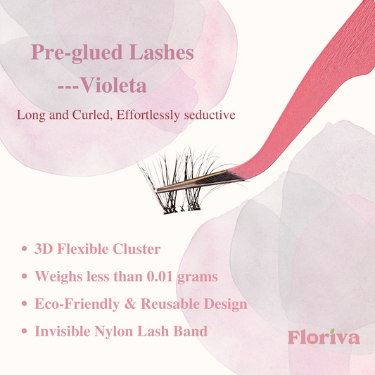 Pre-glued Lashes - Violeta - Eyelash Extension Daily Gentle Makeup, Underlash Style Cosmetic