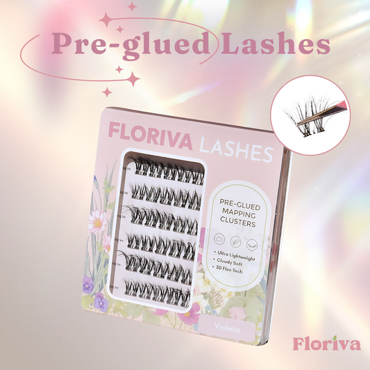 Pre-glued Lashes - Violeta - Eyelash Extension Daily Gentle Makeup, Underlash Style Cosmetic